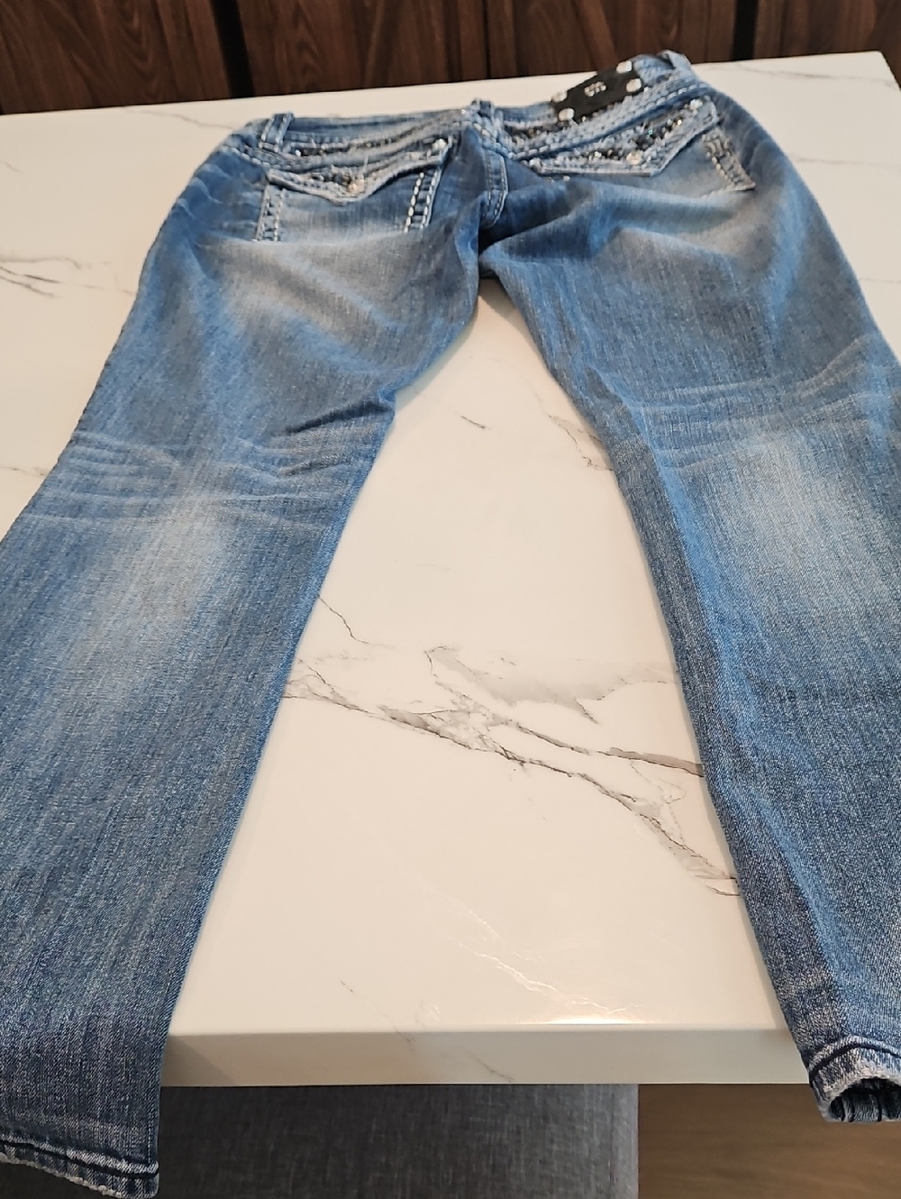 Miss Me Women's Boot Cut Jeans - Faded Blue Denim